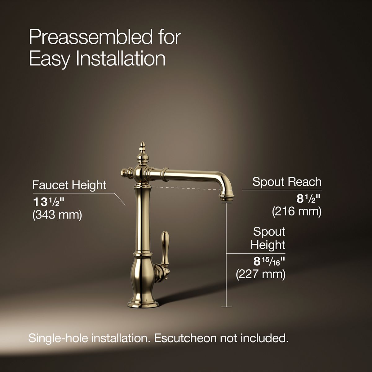 KOHLER K-99266 Artifacts Single-handle kitchen sink faucet