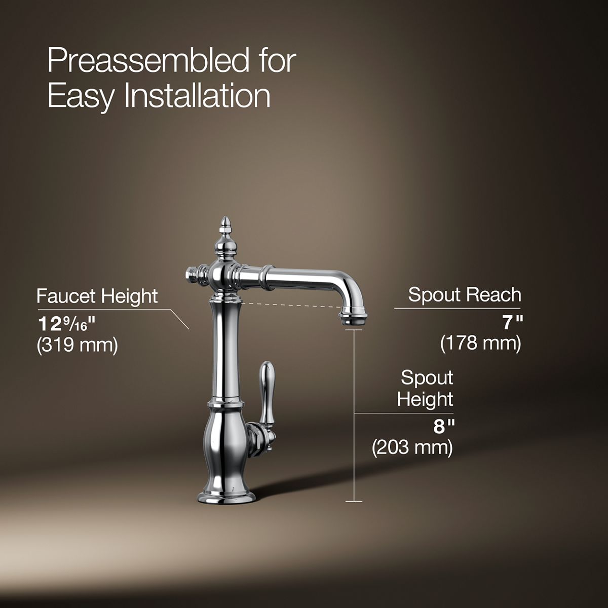 KOHLER K-99267 Artifacts Single-handle bar sink faucet
