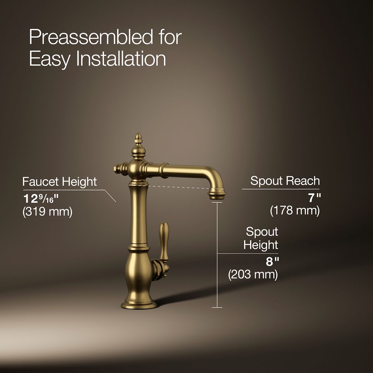 KOHLER K-99267 Artifacts Single-handle bar sink faucet