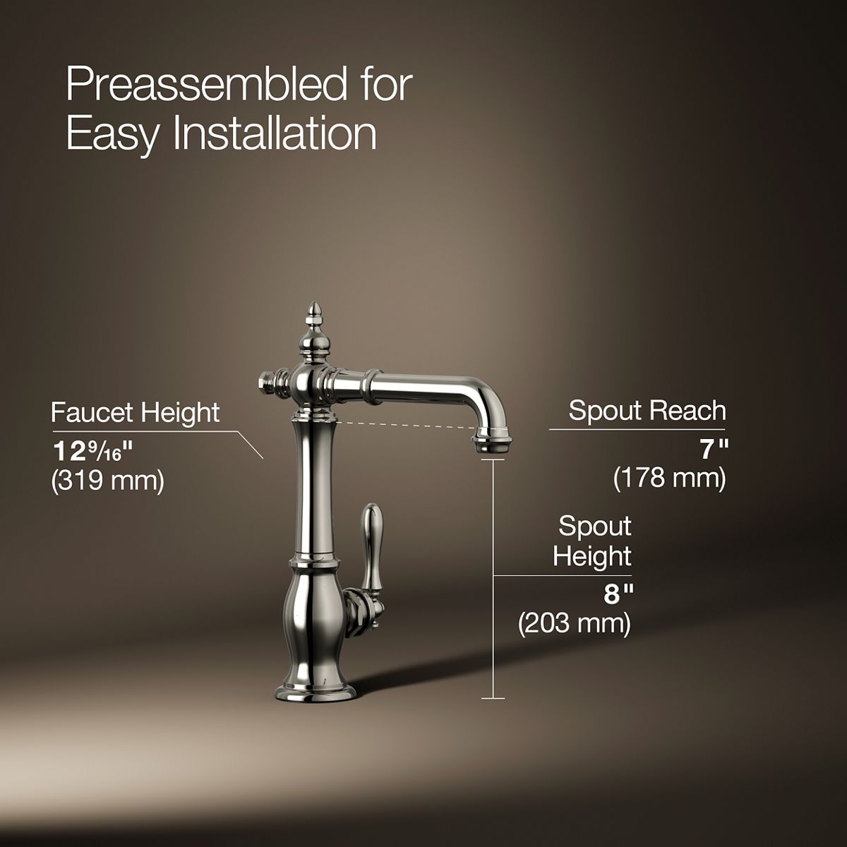 KOHLER K-99267 Artifacts Single-handle bar sink faucet