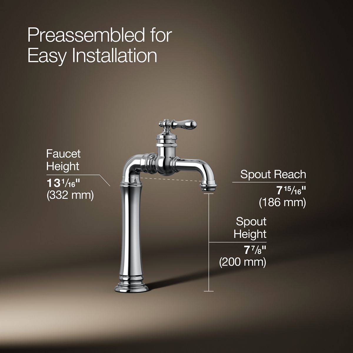 KOHLER K-99268 Artifacts Gentleman's Single-handle bar sink faucet
