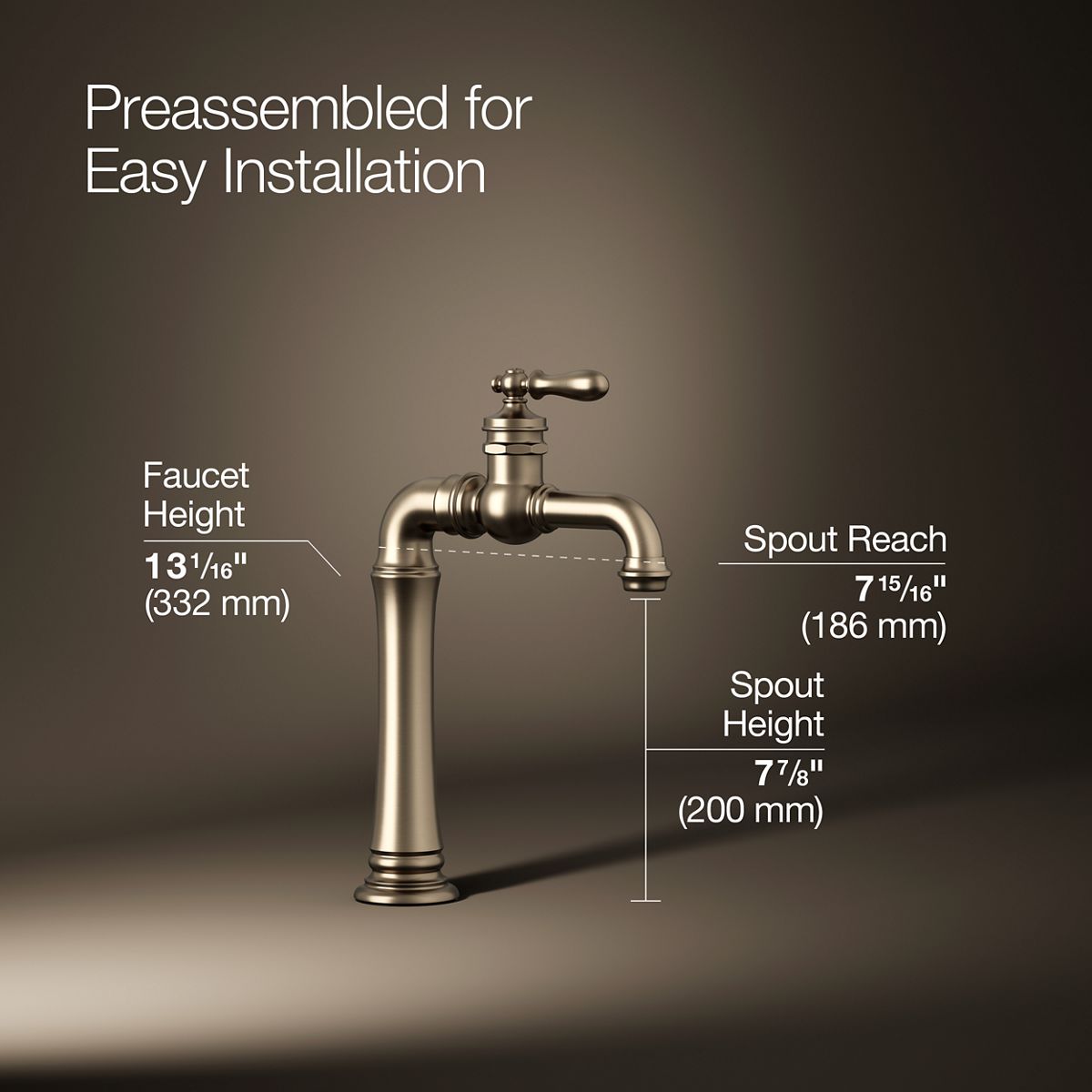 KOHLER K-99268 Artifacts Gentleman's Single-handle bar sink faucet