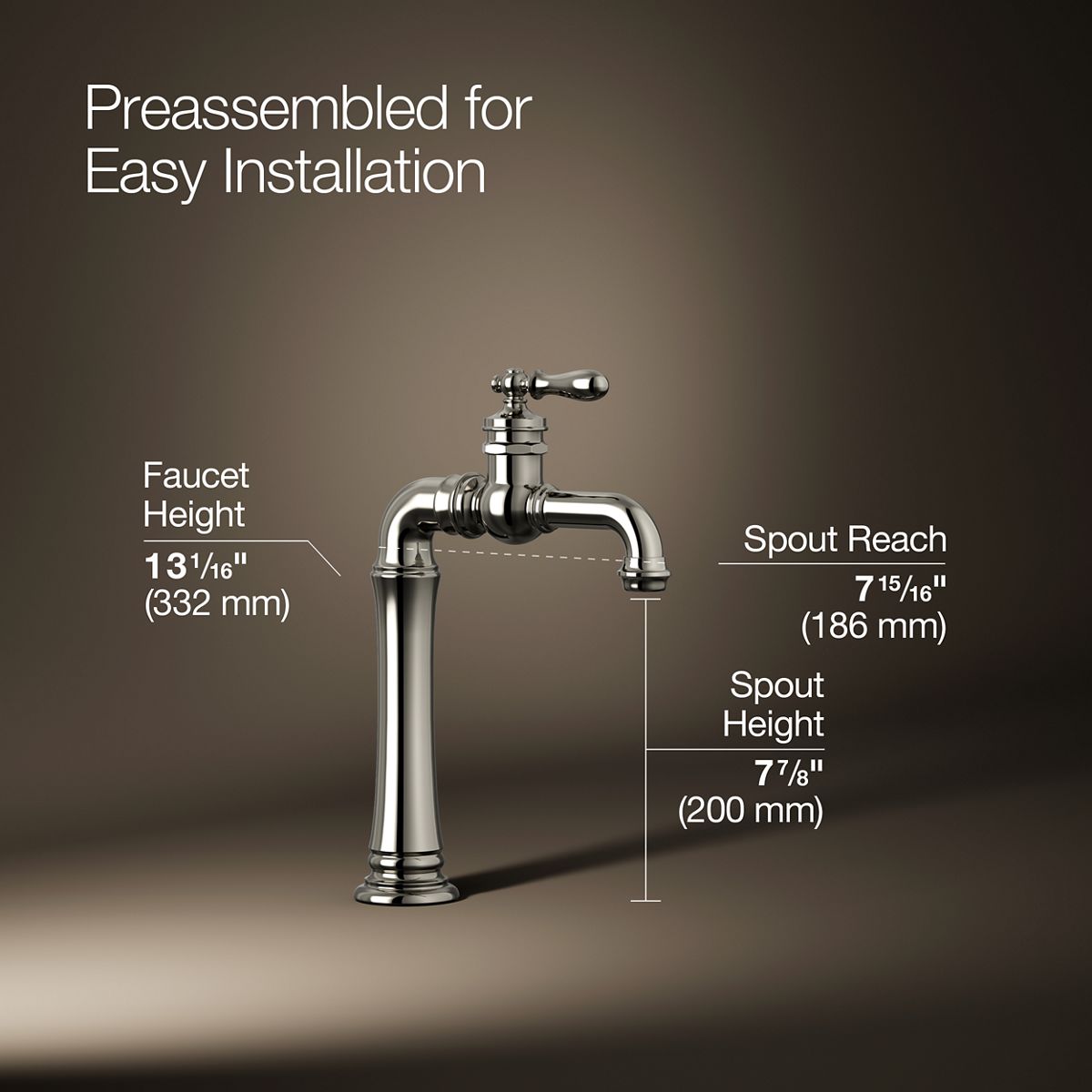 KOHLER K-99268 Artifacts Gentleman's Single-handle bar sink faucet