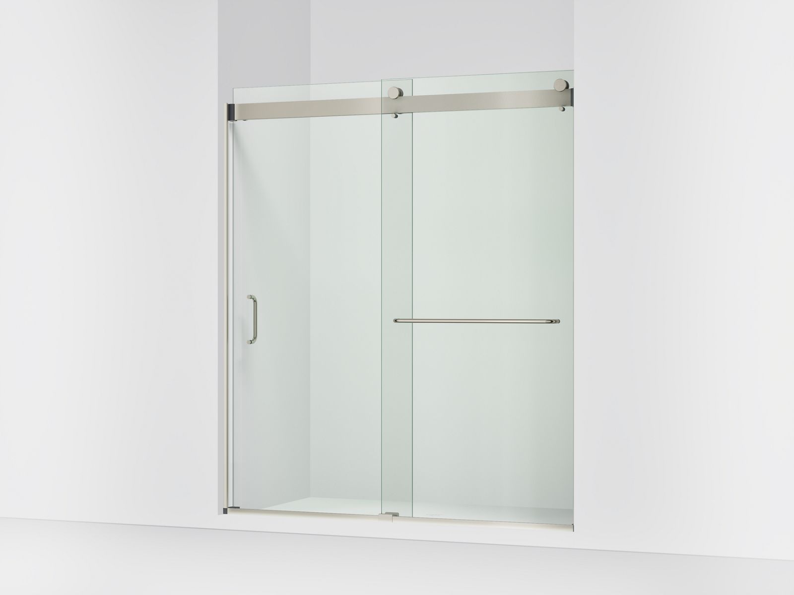 KOHLER K-CA33789-10L Stoneridge 66"-72" W x 80-1/4" H Bypass Shower Door with 3/8"-thick Crystal Clear Glass, Anodized Brushe