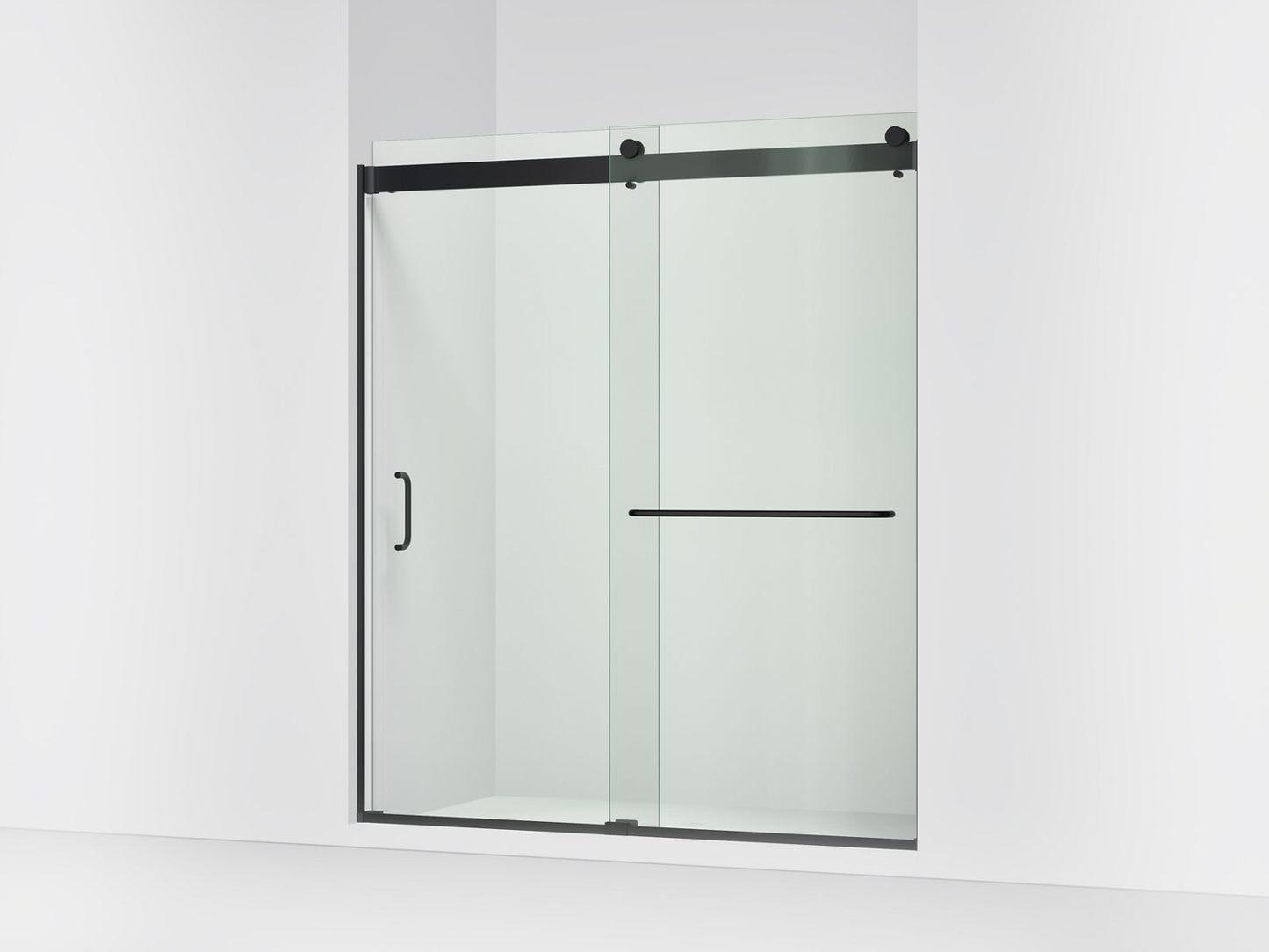 KOHLER K-CA33789-10L Stoneridge 66"-72" W x 80-1/4" H Bypass Shower Door with 3/8"-thick Crystal Clear Glass, Matte Black - 3