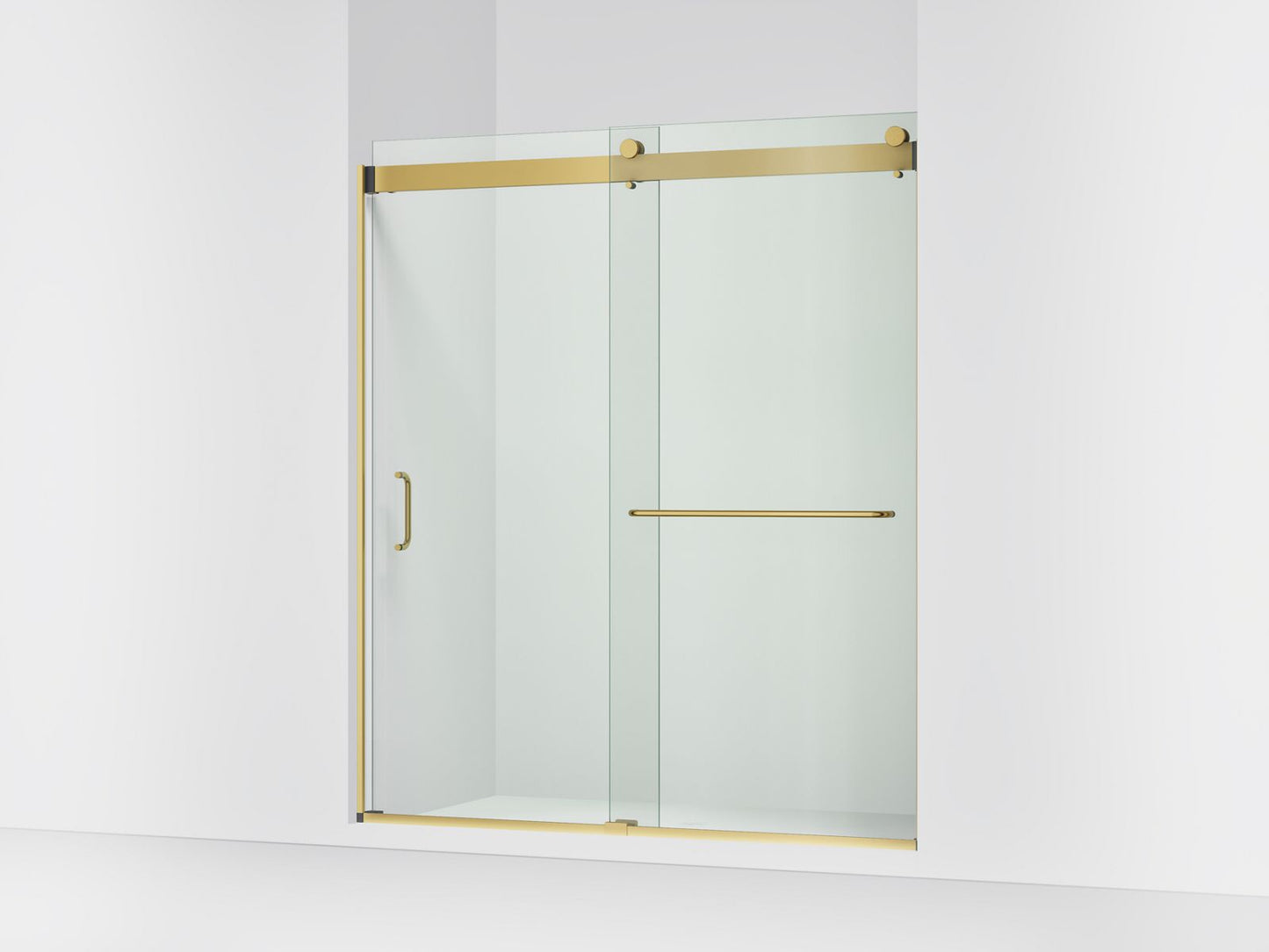 KOHLER K-CA33789-10L Stoneridge 66"-72" W x 80-1/4" H Bypass Shower Door with 3/8"-thick Crystal Clear Glass, Vibrant Brushed