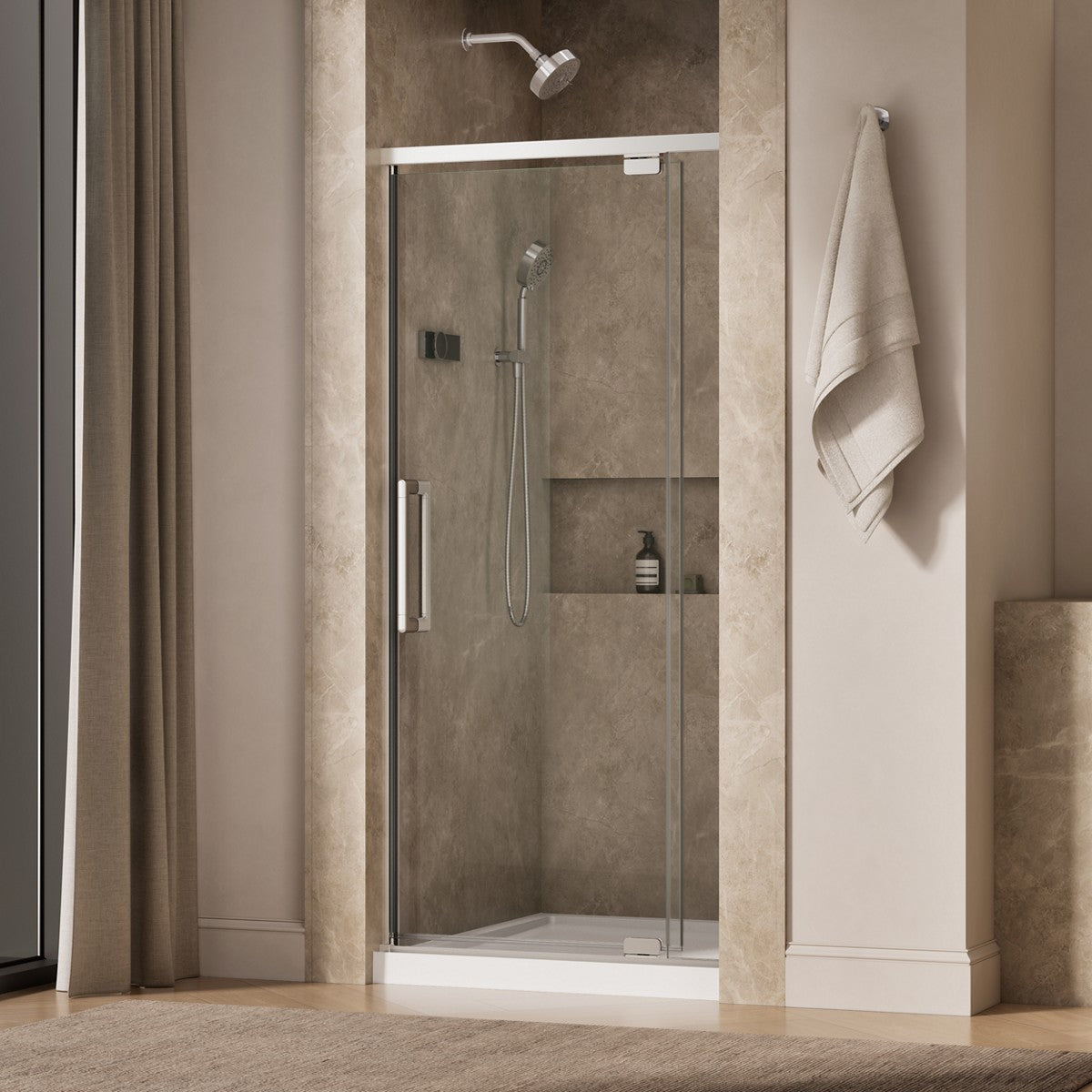 KOHLER K-CA37593-8L Statement 76" H pivot shower door with 5/16"-thick glass, bright polished silver - view 2