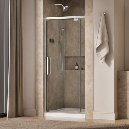 KOHLER K-CA37593-8L Statement 76" H pivot shower door with 5/16"-thick glass, bright polished silver - view 2