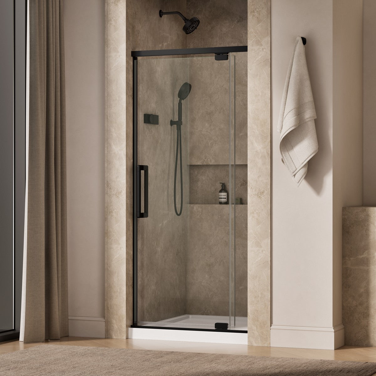 KOHLER K-CA37593-8L Statement 76" H pivot shower door with 5/16"-thick glass, matte black - view 2
