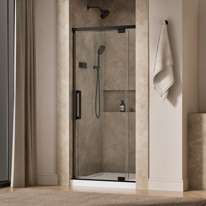 KOHLER K-CA37593-8L Statement 76" H pivot shower door with 5/16"-thick glass, matte black - view 2