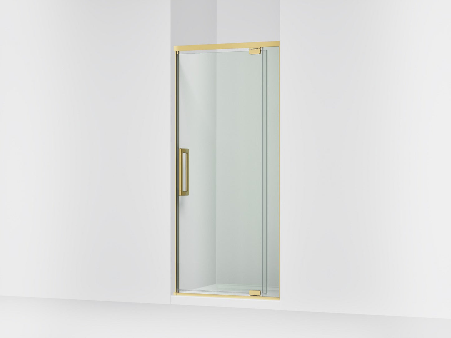 KOHLER K-CA37593-8L Statement 76" H pivot shower door with 5/16"-thick glass, vibrant brushed moderne brass