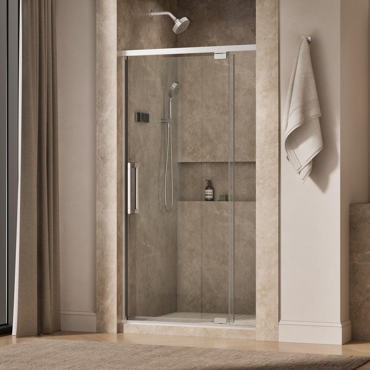 KOHLER K-CA37594-8L Statement 76" H pivot shower door with 5/16"-thick glass, bright polished silver - view 2