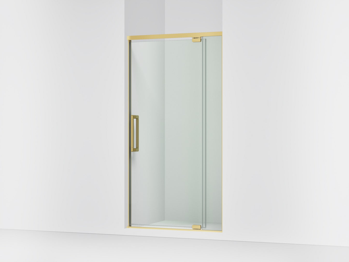 KOHLER K-CA37594-8L Statement 76" H pivot shower door with 5/16"-thick glass, vibrant brushed moderne brass