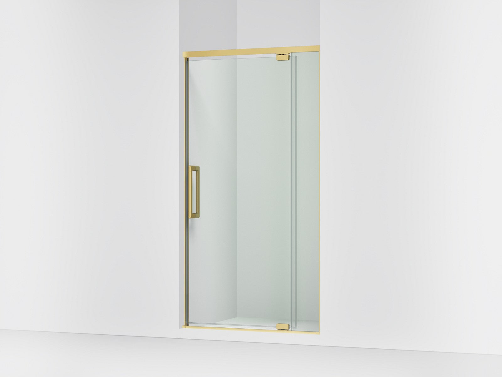 KOHLER K-CA37594-8L Statement 76" H pivot shower door with 5/16"-thick glass, vibrant brushed moderne brass
