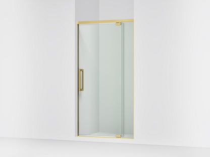 KOHLER K-CA37594-8L Statement 76" H pivot shower door with 5/16"-thick glass, vibrant brushed moderne brass