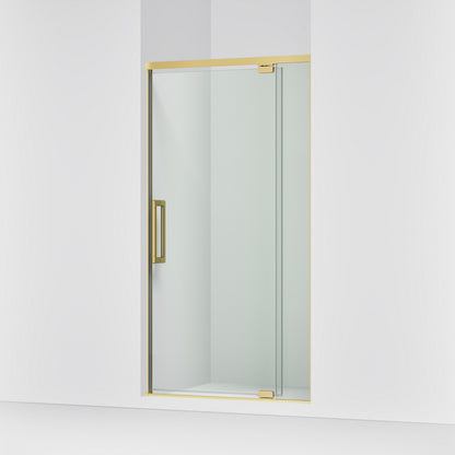 KOHLER K-CA37594-8L Statement 76" H pivot shower door with 5/16"-thick glass, vibrant brushed moderne brass - view 4