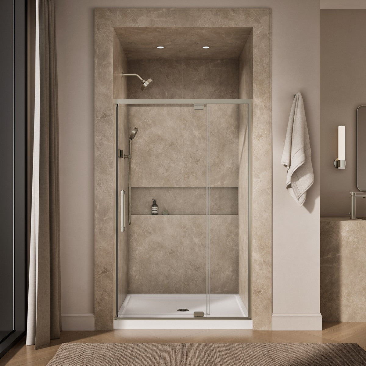 KOHLER K-CA37595-8L Statement 76" H pivot shower door with 5/16"-thick glass, anodized brushed nickel - view 3