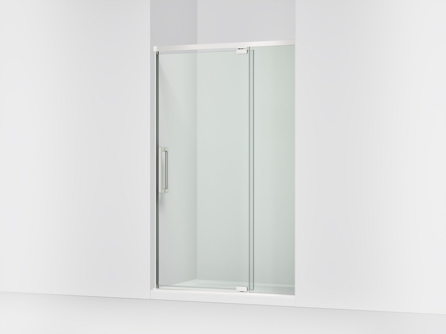 KOHLER K-CA37595-8L Statement 76" H pivot shower door with 5/16"-thick glass, bright polished silver