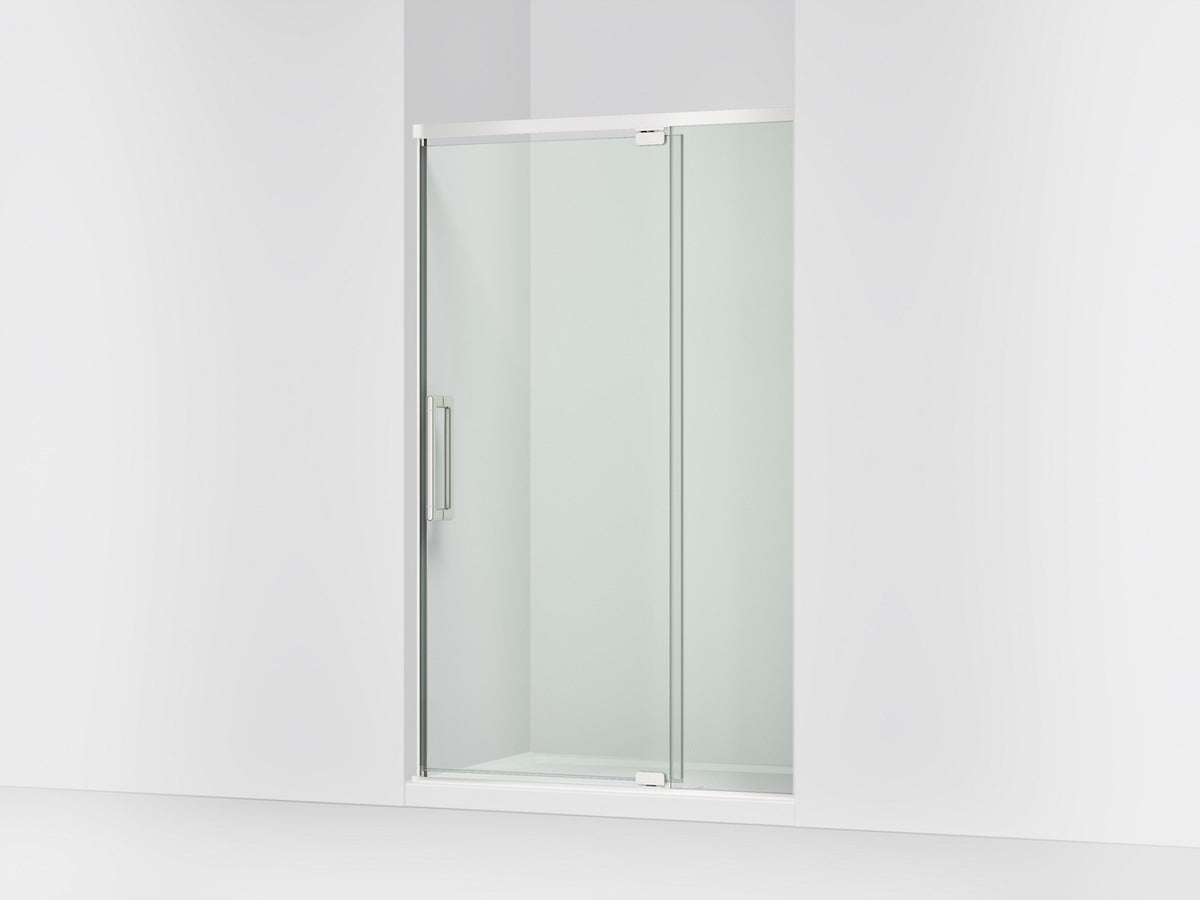 KOHLER K-CA37595-8L Statement 76" H pivot shower door with 5/16"-thick glass, bright polished silver