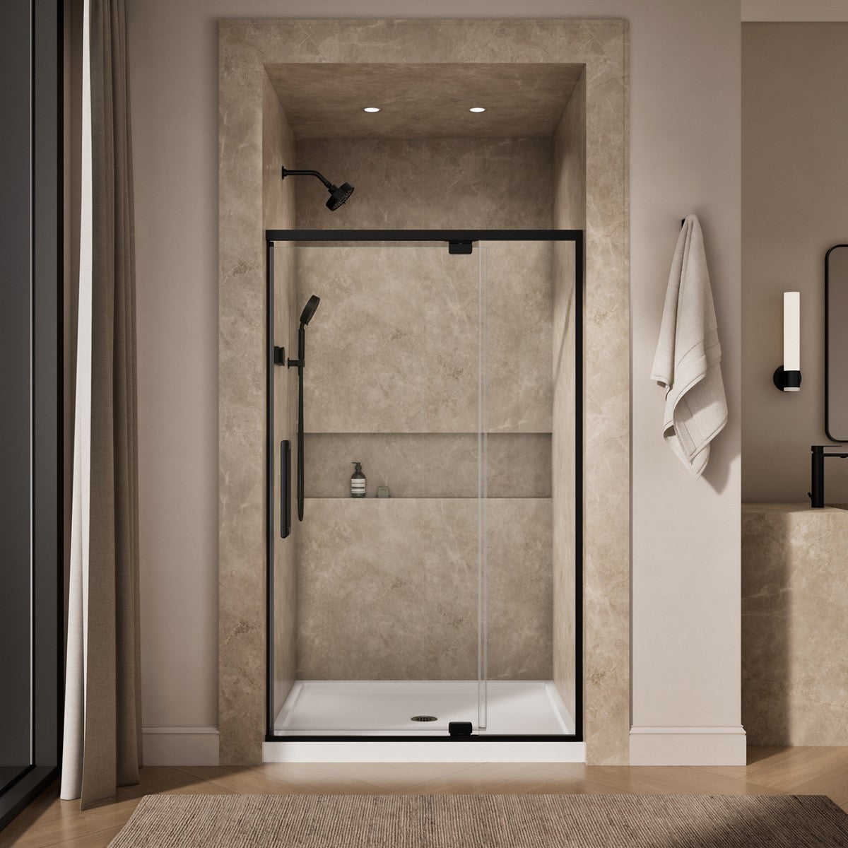 KOHLER K-CA37595-8L Statement 76" H pivot shower door with 5/16"-thick glass, matte black - view 3