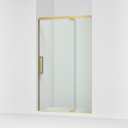 KOHLER K-CA37595-8L Statement 76" H pivot shower door with 5/16"-thick glass, vibrant brushed moderne brass - view 4