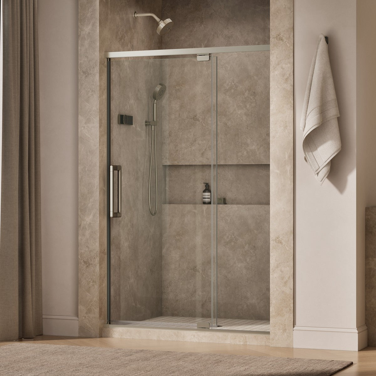 KOHLER K-CA37596-8L Statement 76" H pivot shower door with 5/16"-thick glass, anodized brushed nickel - view 2