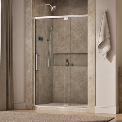 KOHLER K-CA37596-8L Statement 76" H pivot shower door with 5/16"-thick glass, bright polished silver - view 2