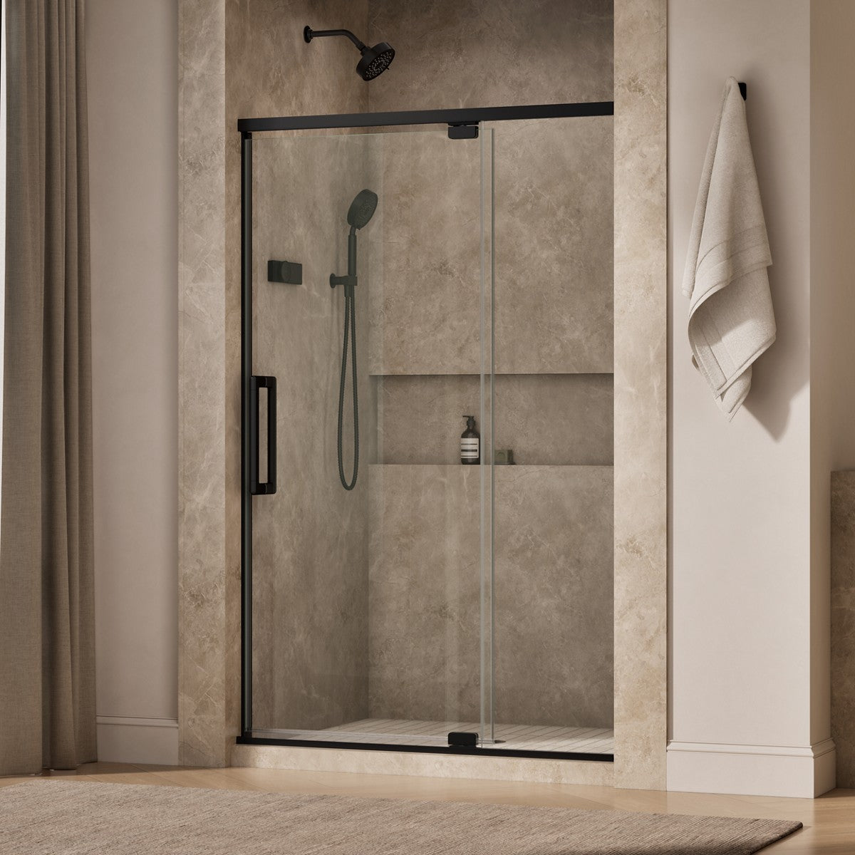 KOHLER K-CA37596-8L Statement 76" H pivot shower door with 5/16"-thick glass, matte black - view 2