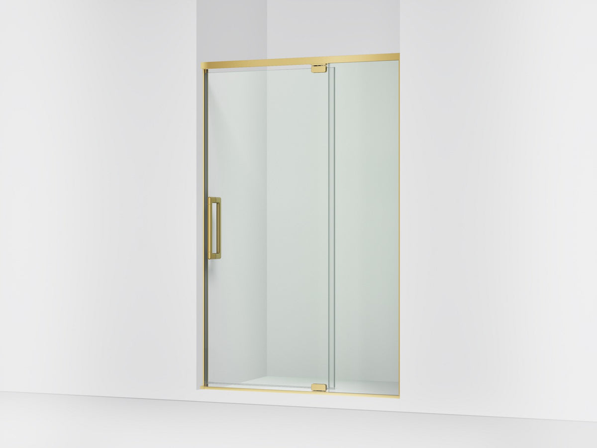 KOHLER K-CA37596-8L Statement 76" H pivot shower door with 5/16"-thick glass, vibrant brushed moderne brass