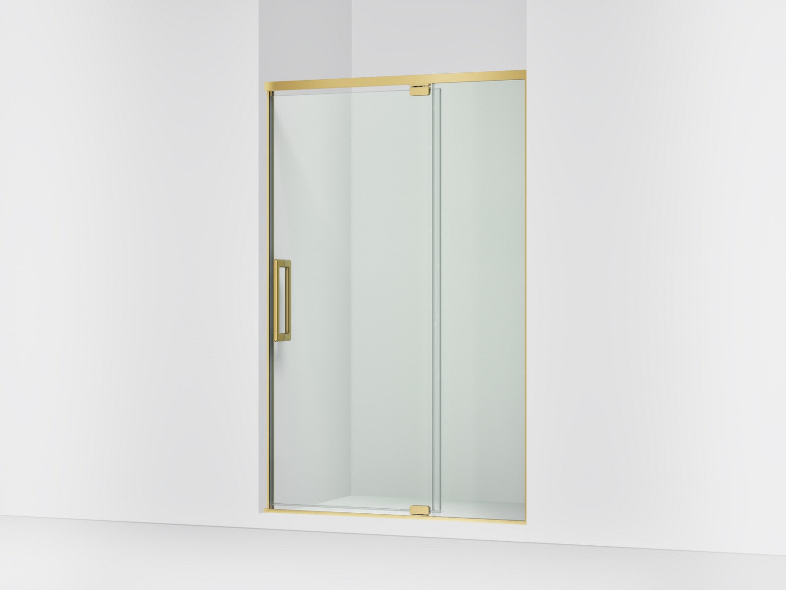 KOHLER K-CA37596-8L Statement 76" H pivot shower door with 5/16"-thick glass, vibrant brushed moderne brass