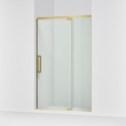 KOHLER K-CA37596-8L Statement 76" H pivot shower door with 5/16"-thick glass, vibrant brushed moderne brass - view 4
