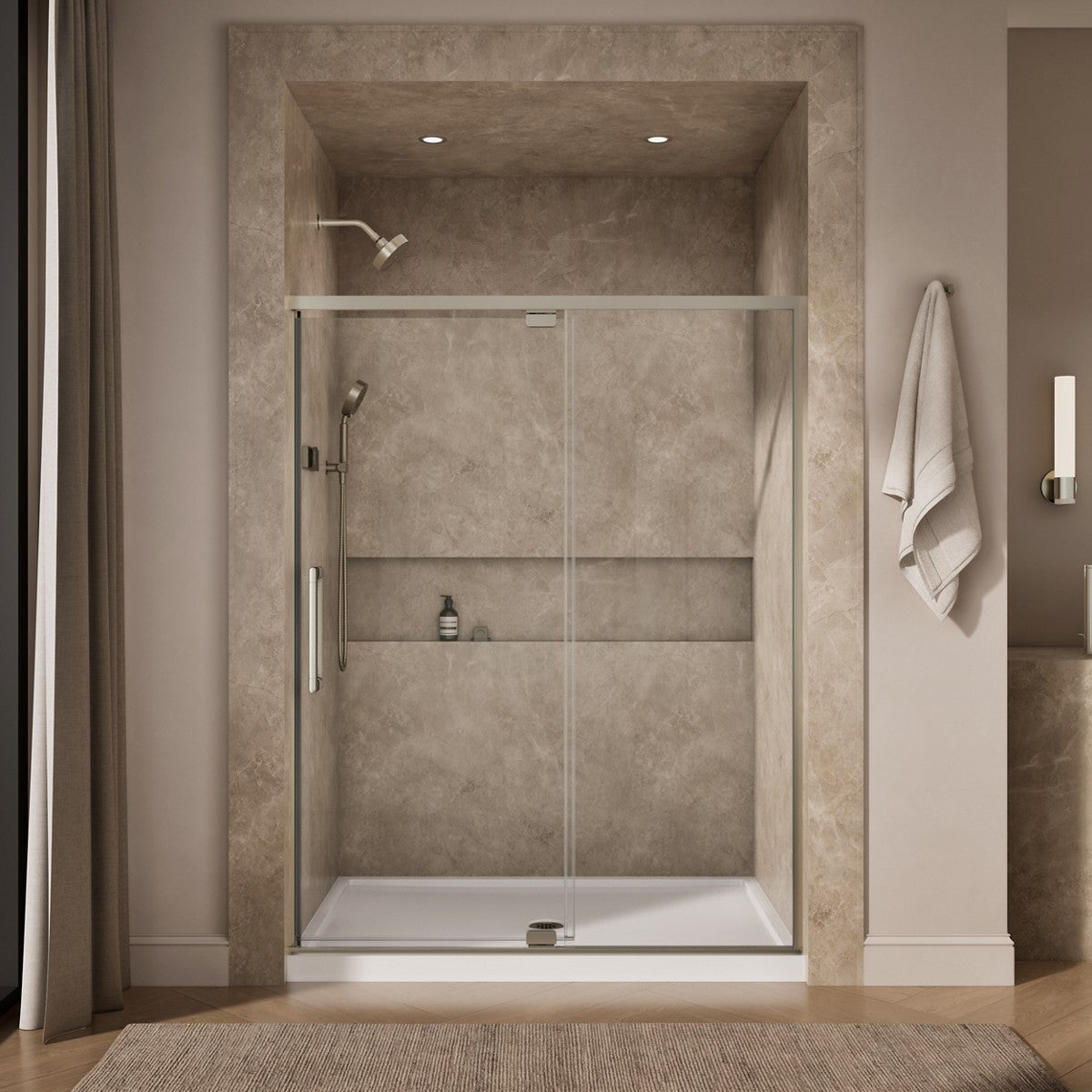 KOHLER K-CA37597-8L Statement 76" H pivot shower door with 5/16"-thick glass, anodized brushed nickel - view 3