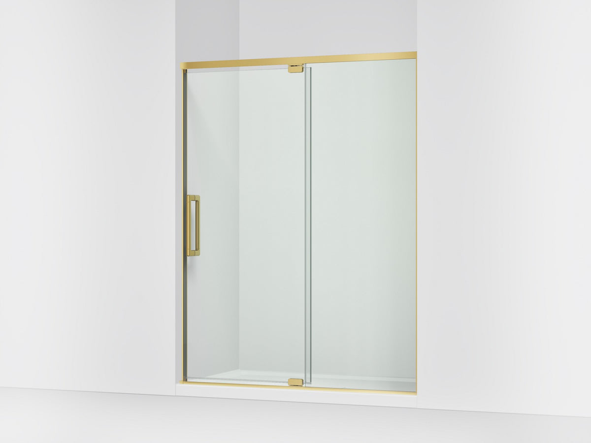 KOHLER K-CA37597-8L Statement 76" H pivot shower door with 5/16"-thick glass, vibrant brushed moderne brass