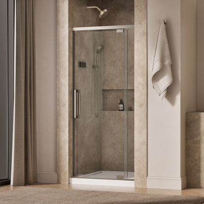 KOHLER K-CA37598-8L Statement 76" H pivot shower door with 5/16"-thick glass, anodized brushed nickel - view 2