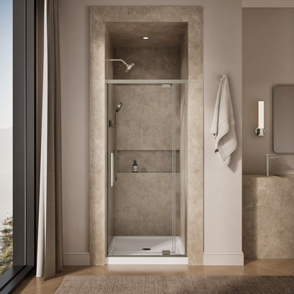 KOHLER K-CA37598-8L Statement 76" H pivot shower door with 5/16"-thick glass, anodized brushed nickel - view 3