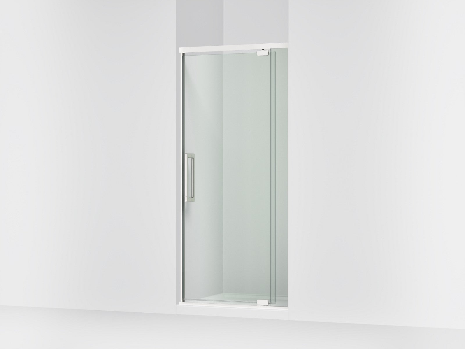 KOHLER K-CA37598-8L Statement 76" H pivot shower door with 5/16"-thick glass, bright polished silver