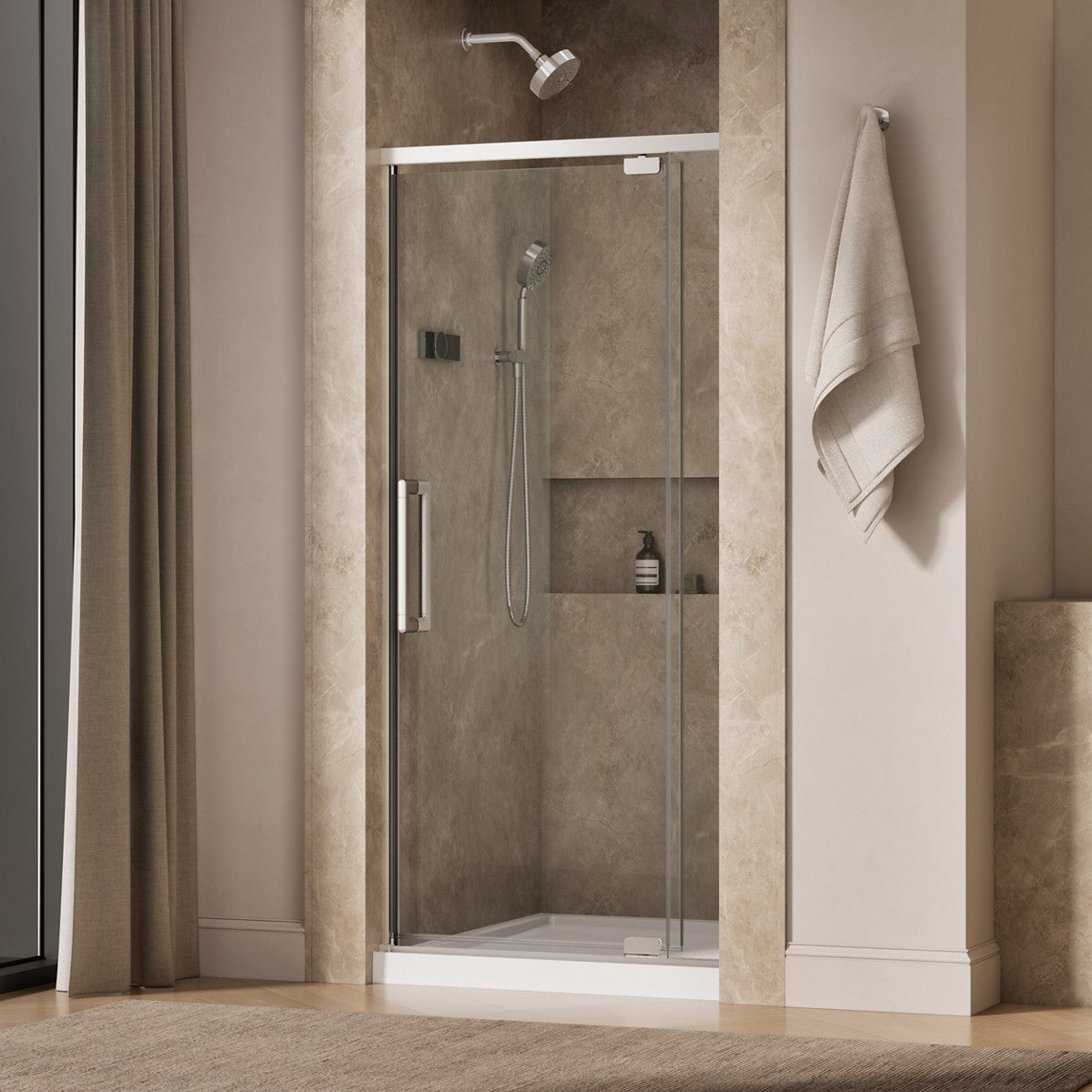 KOHLER K-CA37598-8L Statement 76" H pivot shower door with 5/16"-thick glass, bright polished silver - view 2