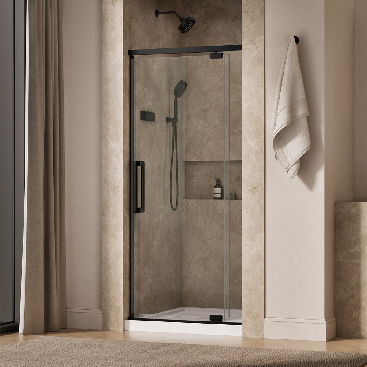 KOHLER K-CA37598-8L Statement 76" H pivot shower door with 5/16"-thick glass, matte black - view 2