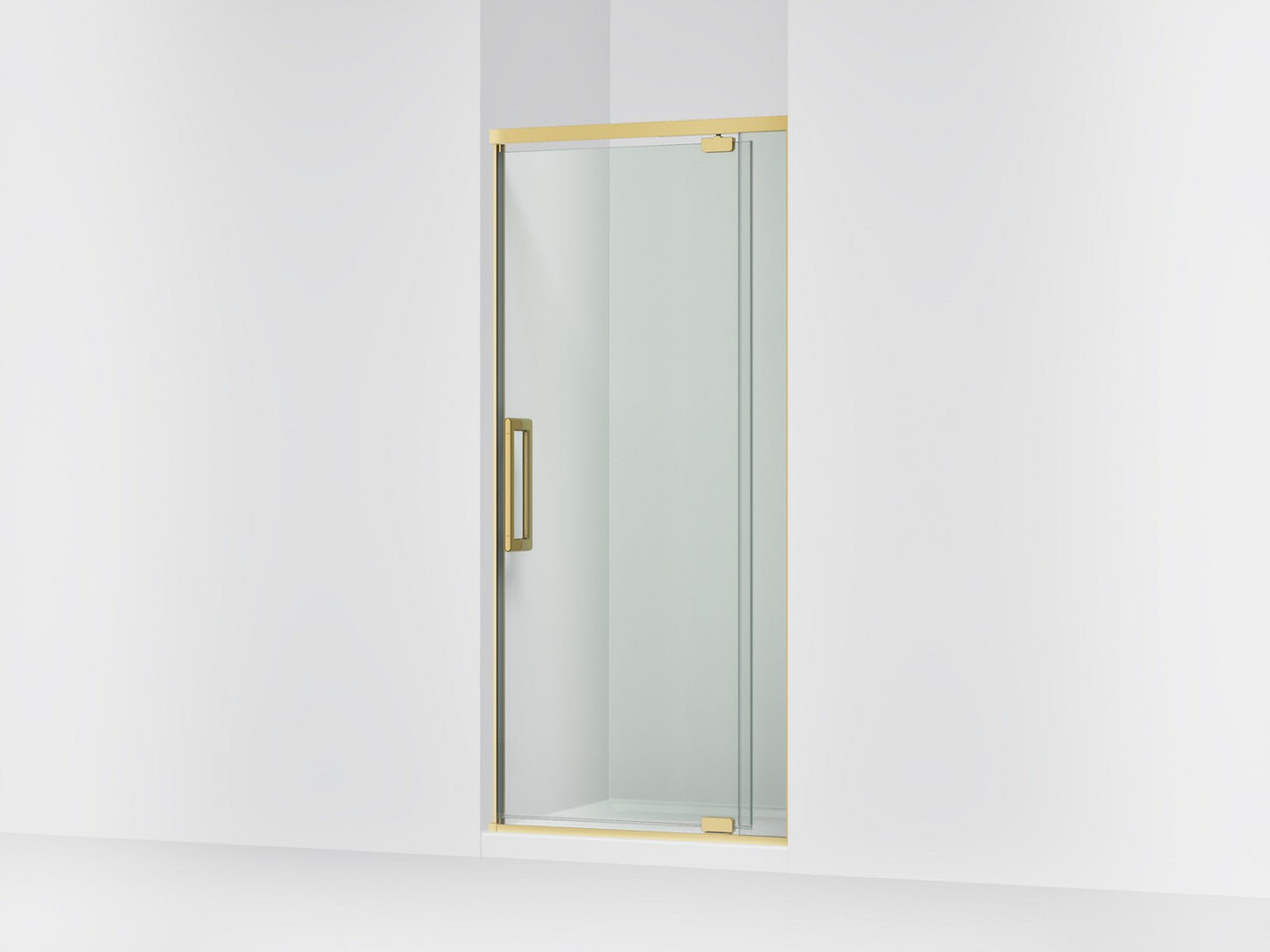 KOHLER K-CA37598-8L Statement 76" H pivot shower door with 5/16"-thick glass, vibrant brushed moderne brass