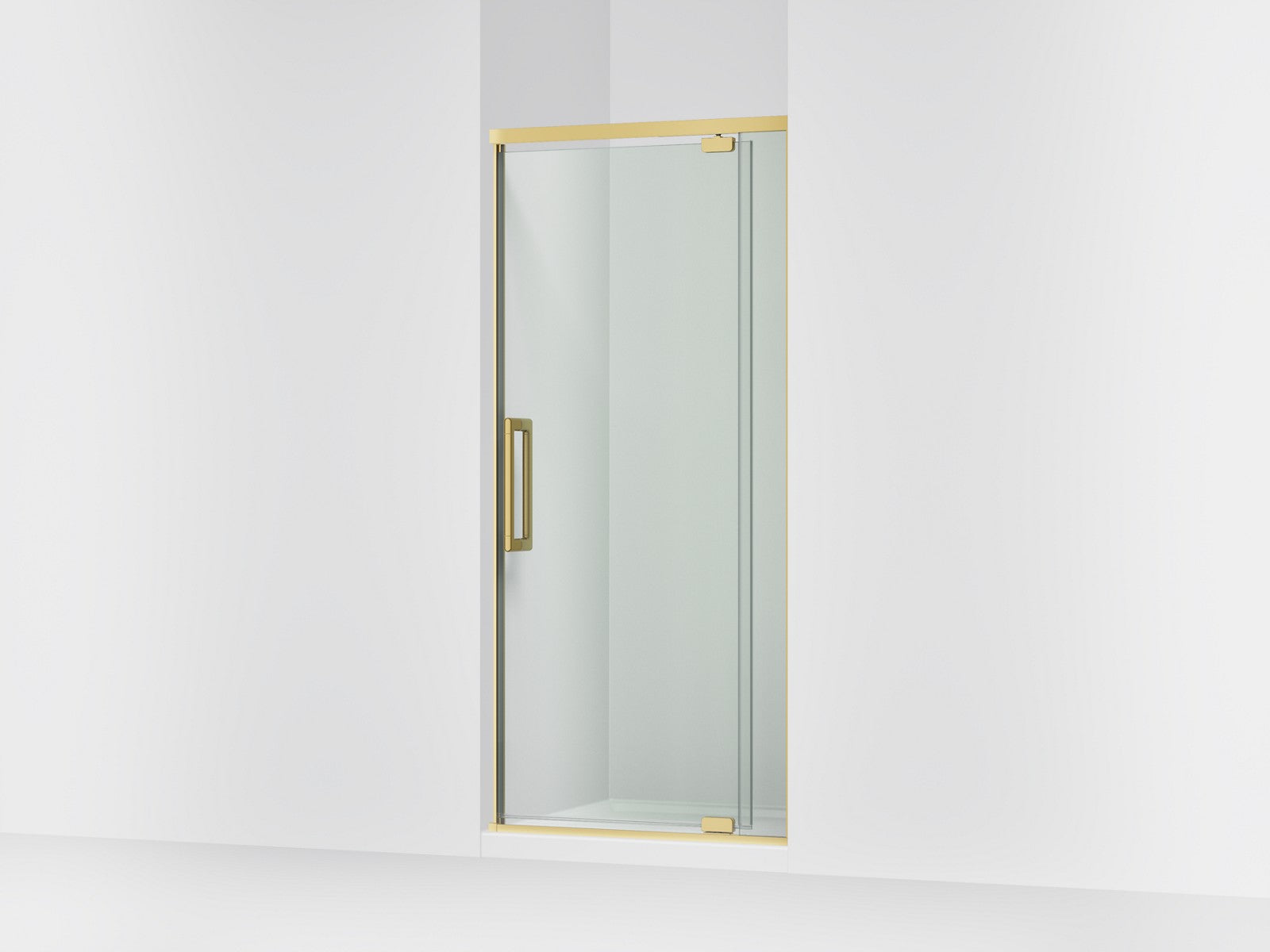KOHLER K-CA37598-8L Statement 76" H pivot shower door with 5/16"-thick glass, vibrant brushed moderne brass