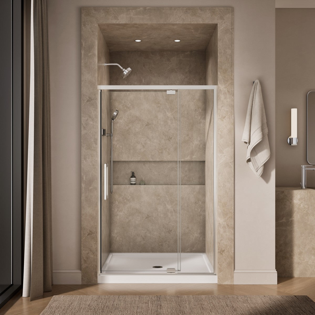 KOHLER K-CA37599-8L Statement 76" H pivot shower door with 5/16"-thick glass, bright polished silver - view 3