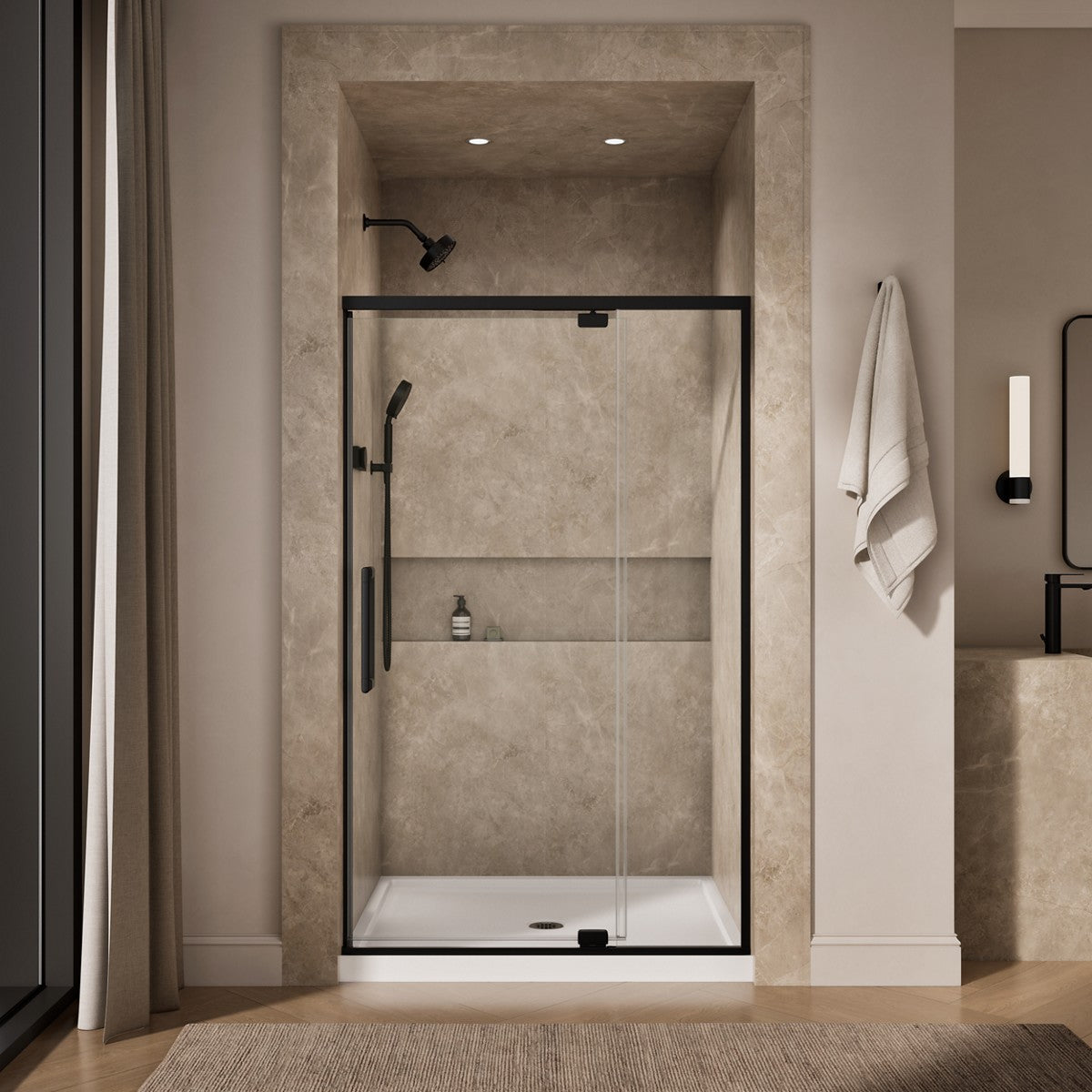 KOHLER K-CA37599-8L Statement 76" H pivot shower door with 5/16"-thick glass, matte black - view 3