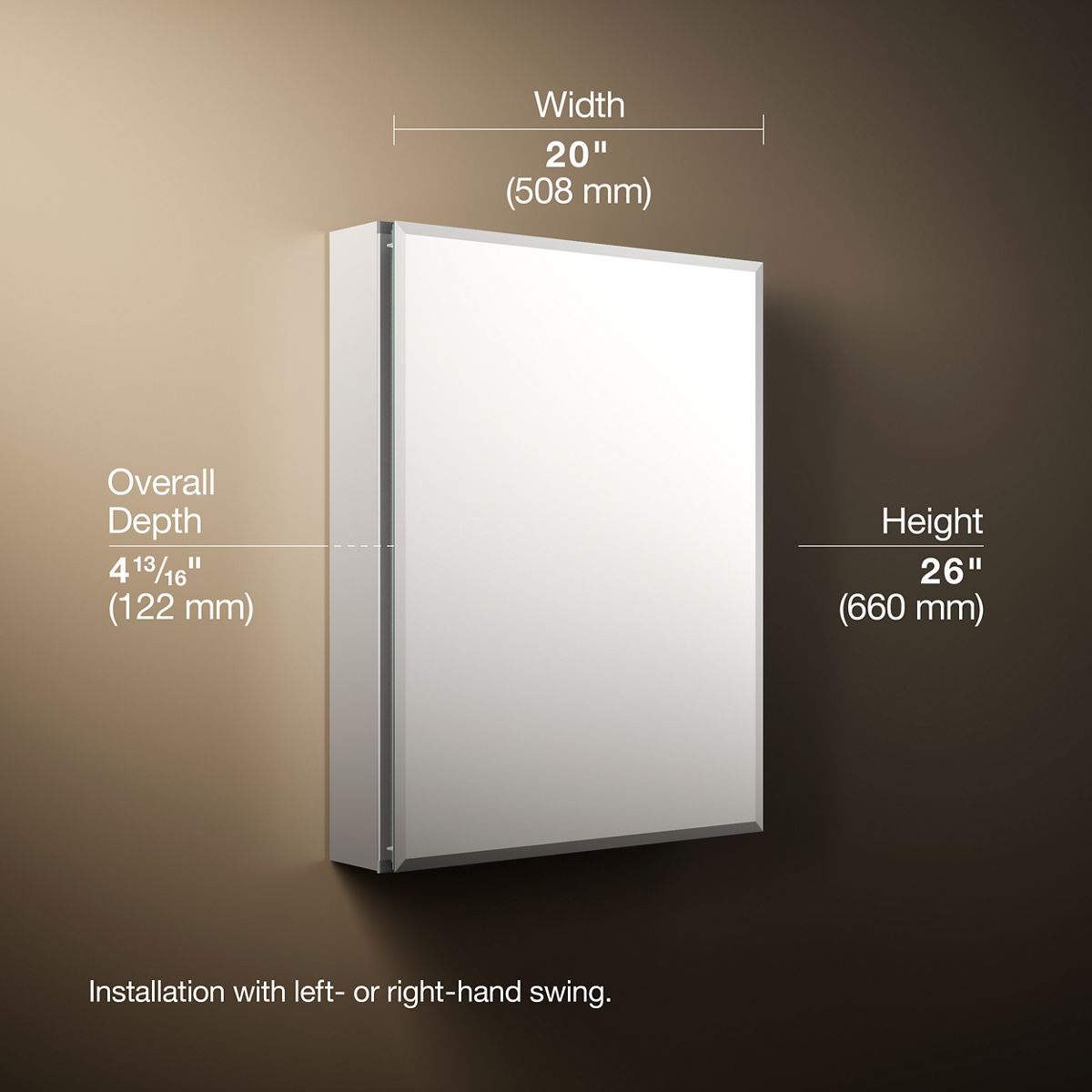 3/4 view of product with dimensions