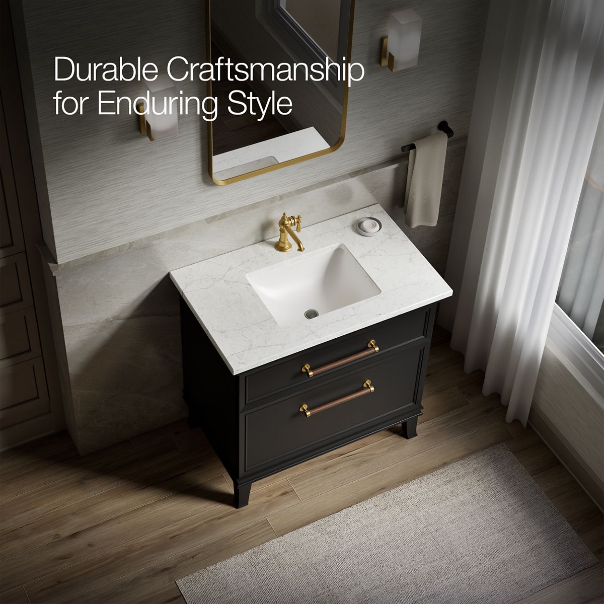 KOHLER K-CM33559-BD1 Harken 36" bathroom vanity cabinet with sink and quartz top
