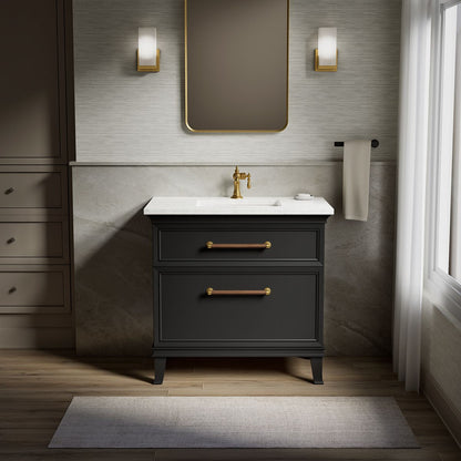 KOHLER K-CM33559-BD1 Harken 36" bathroom vanity cabinet with sink and quartz top