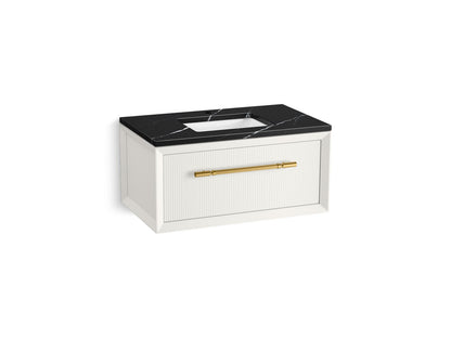 KOHLER K-CM33562-BD10 Enivo 36" Wall-hung Bathroom Vanity Cabinet with Sink and Quartz Top, White - 3/4 view of product