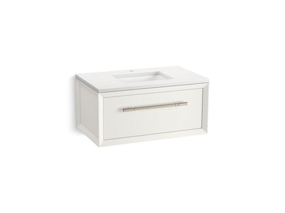 KOHLER K-CM33562-BD10 Enivo 36" Wall-hung Bathroom Vanity Cabinet with Sink and Quartz Top, White - 3/4 view of product