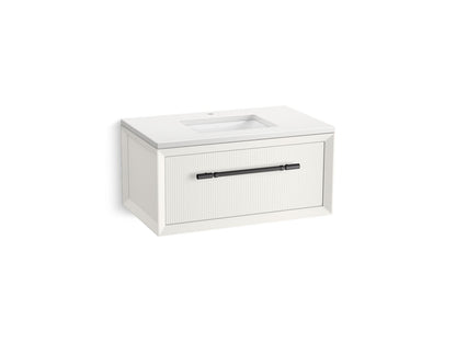 KOHLER K-CM33562-BD10 Enivo 36" Wall-hung Bathroom Vanity Cabinet with Sink and Quartz Top, White - 3/4 view of product
