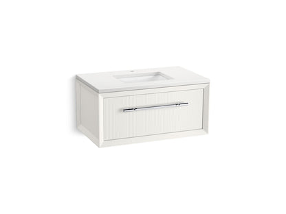 KOHLER K-CM33562-BD10 Enivo 36" Wall-hung Bathroom Vanity Cabinet with Sink and Quartz Top, White - 3/4 view of product