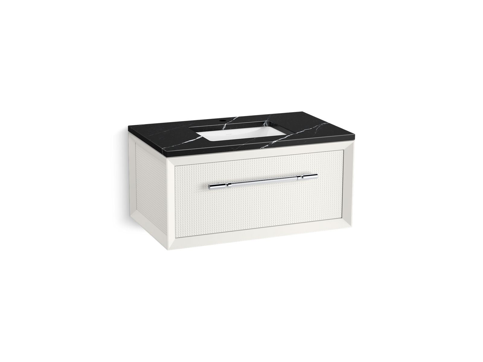 KOHLER K-CM33562-BD10 Enivo 36" Wall-hung Bathroom Vanity Cabinet with Sink and Quartz Top, White - 3/4 view of product